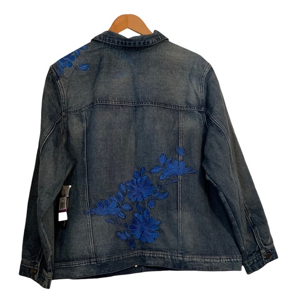 Seven7 Premium Denim Jean Jacket Floral Embroidered Size 2X - Picture 4 of 9